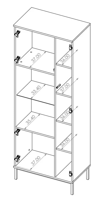 RILAPE Divdurvju vitrīnas skapis 70 cm, hikorijs