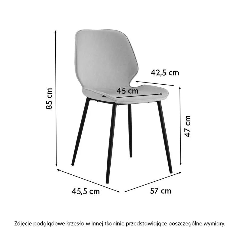 BRALTA Polsterēts krēsls no gaiši pelēka auduma uz melnām kājām