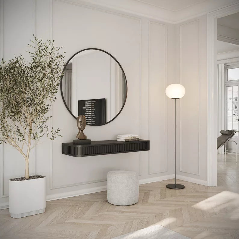 LOVORE Piekarināmais tualetes galdiņš ar rievām un divām atvilktnēm, 113 cm, melns - N1 Home