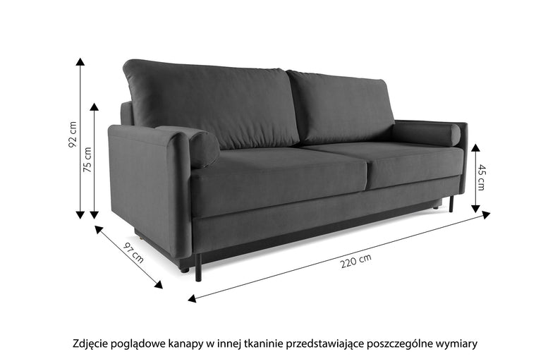 MONDE Trīsvietīgais dīvāns ar glabātuvi, tumši pelēks, viegli tīrāms samts - N1 Home