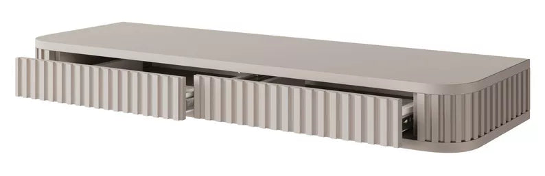 LOVORE Piekarināmais tualetes galdiņš ar rievām un divām atvilktnēm, 113 cm, pelēki bēšs - N1 Home