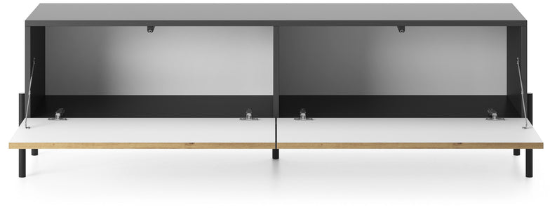 LAMME TV skapis, 140 cm, melnas/ozola līstes - N1 Home