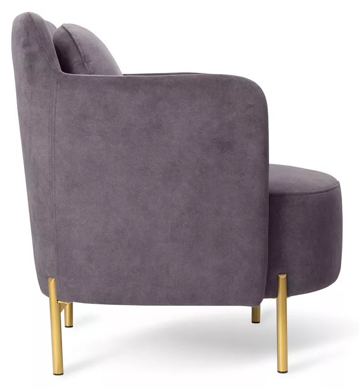 VENESE Kausa krēsls, viegli tīrāms pelēks samts, ar zelta kājām - N1 Home