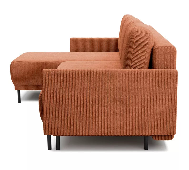 NOMIEL L-formas izvelkamais stūra dīvāns ar konteineru, universāls vara velvets - N1 Home
