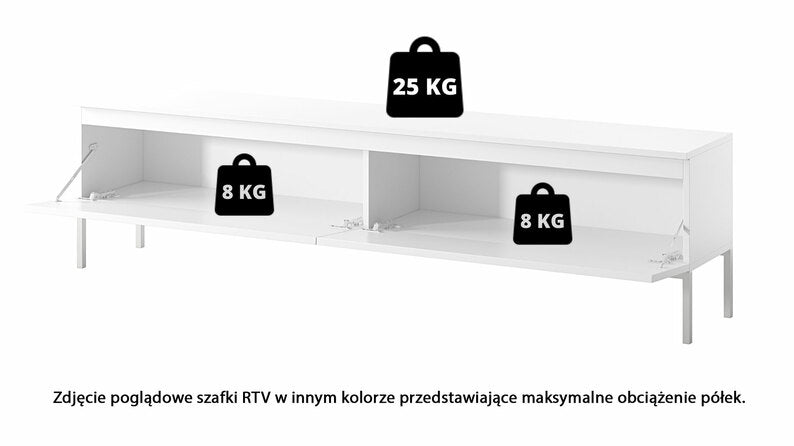 MEBBI TV skapis, 175 cm, tumši zaļš ar melnām kājām - N1 Home