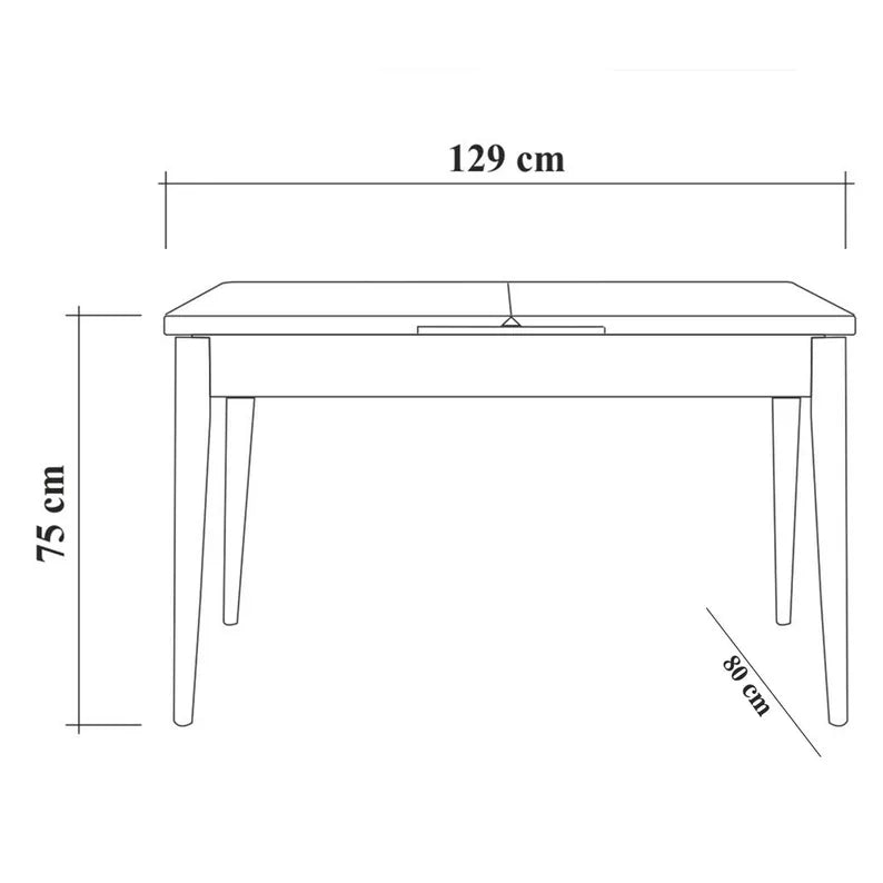 ELIO Pusdienu galds 129-163x80 cm, balts