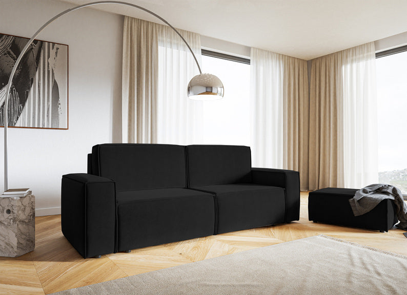 PERCOTINO Pufs 65x90 cm, melns hidrofobs samts - N1 Home