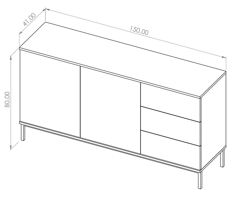 RILAPE Divdurvju kumode 150 cm ar atvilktnēm, balta - N1 Home