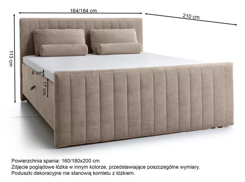 BINOLULA Kontinentālā gulta 1160/80x200 cm ar konteineriem, salvijas velveta