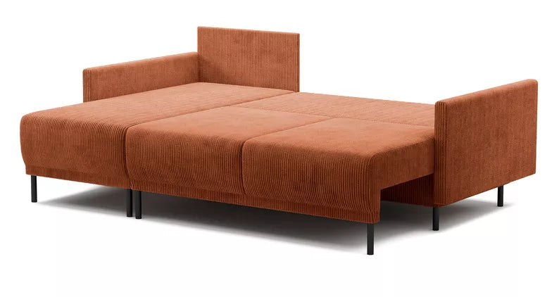 NOMIEL L-formas izvelkamais stūra dīvāns ar konteineru, universāls vara velvets - N1 Home