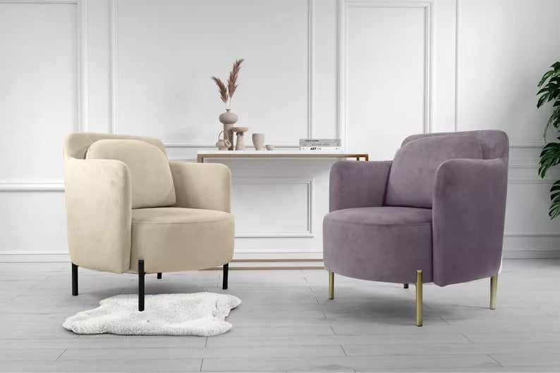 VENESE Kausa krēsls, viegli tīrāms pelēks samts, ar zelta kājām - N1 Home