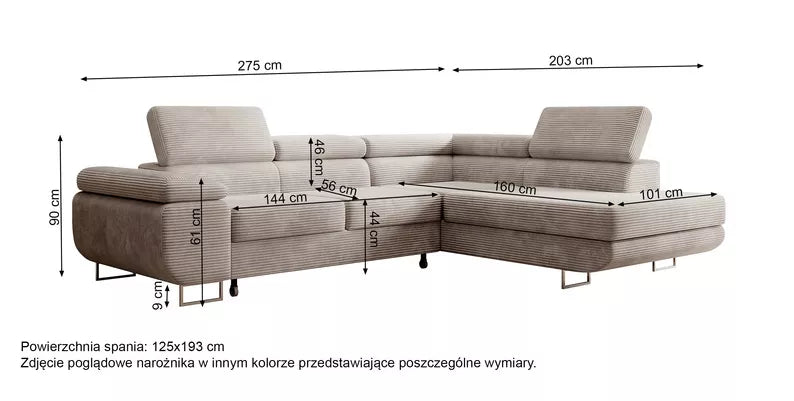 VILSTEV L-formas stūra dīvāns ar gulēšanas funkciju, ar konteineru, salvijas velveta, kreisa/laba puse