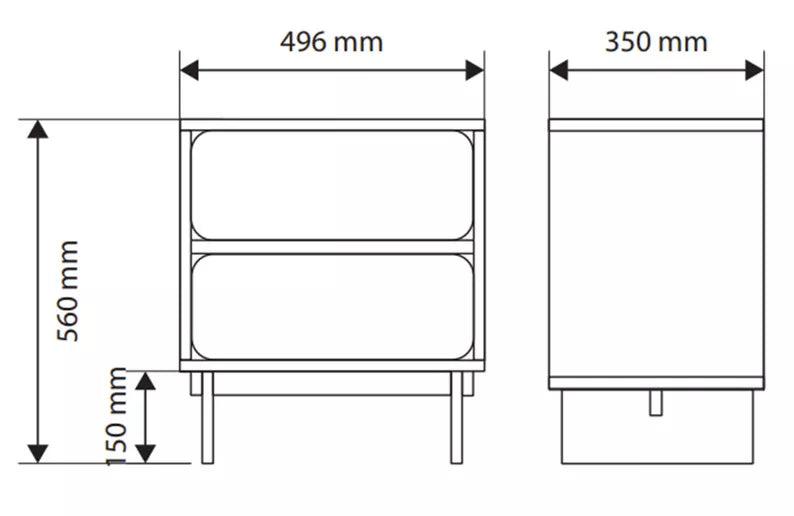 WEWE Naktsskapītis ar divām atvilktnēm, 50 cm, pelēki bēšs