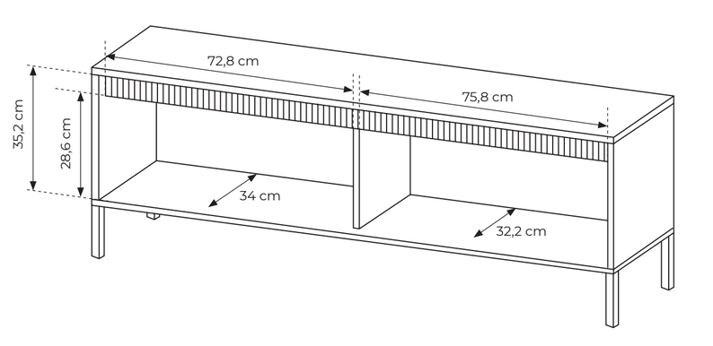 FETTO Divu durvju TV skapis ar frēzētu priekšpusi, 153 /187 cm, bēšs - N1 Home