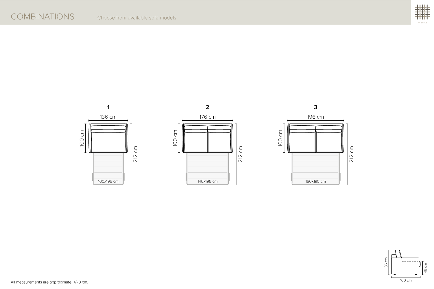 Dīvāns Elasia 2 176/212/86 cm Sense 4156 - N1 Home