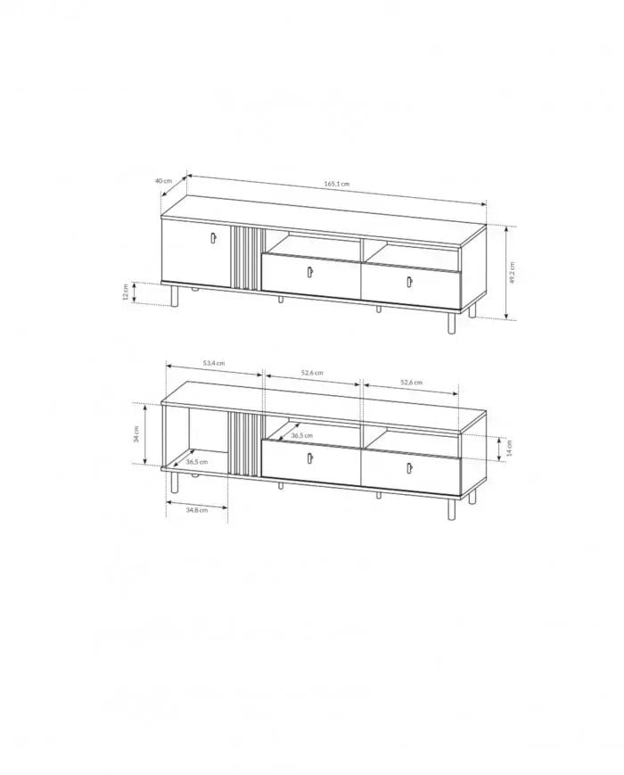 TV skapis Madi  165/49/40 cm artizan ozols/antracīts - N1 Home