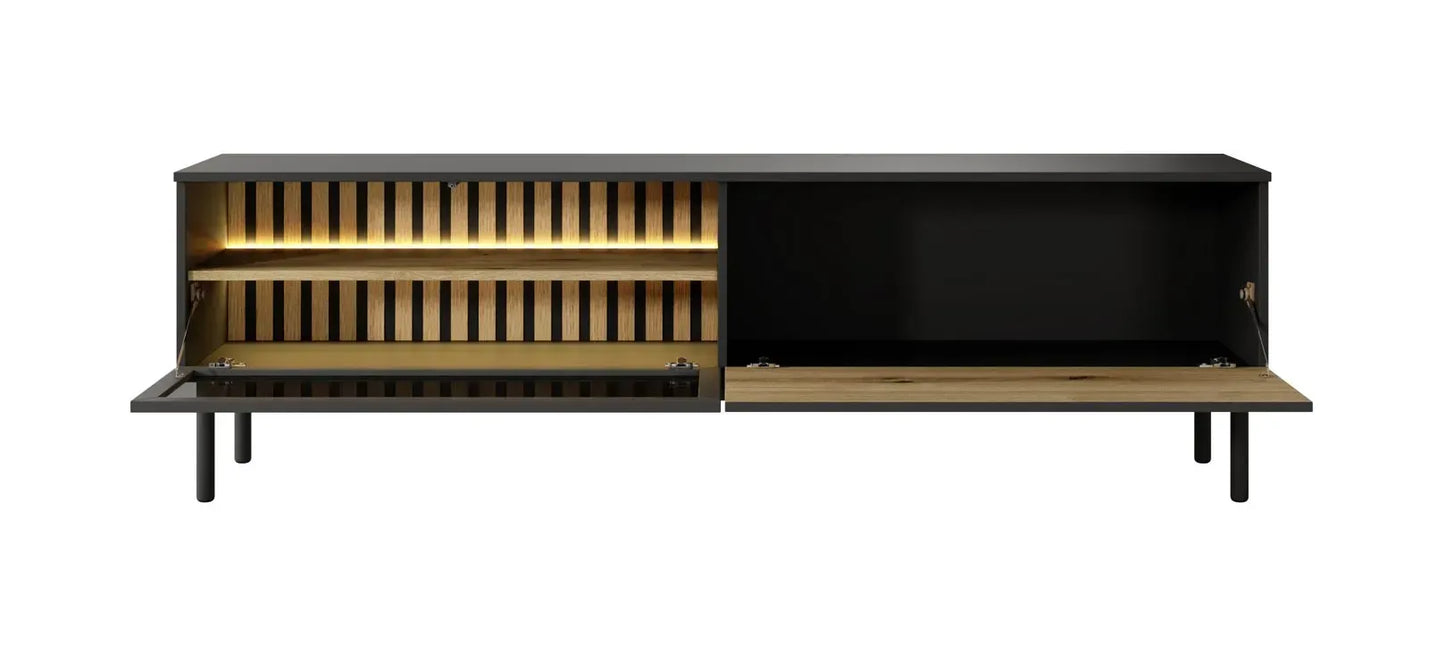 TV skapis Langy 179/54/39 cm evok ozols/melns - N1 Home