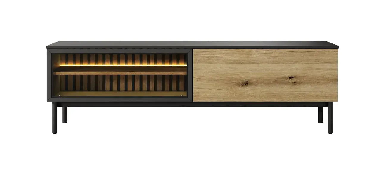 TV skapis Langy 179/54/39 cm evok ozols/melns - N1 Home