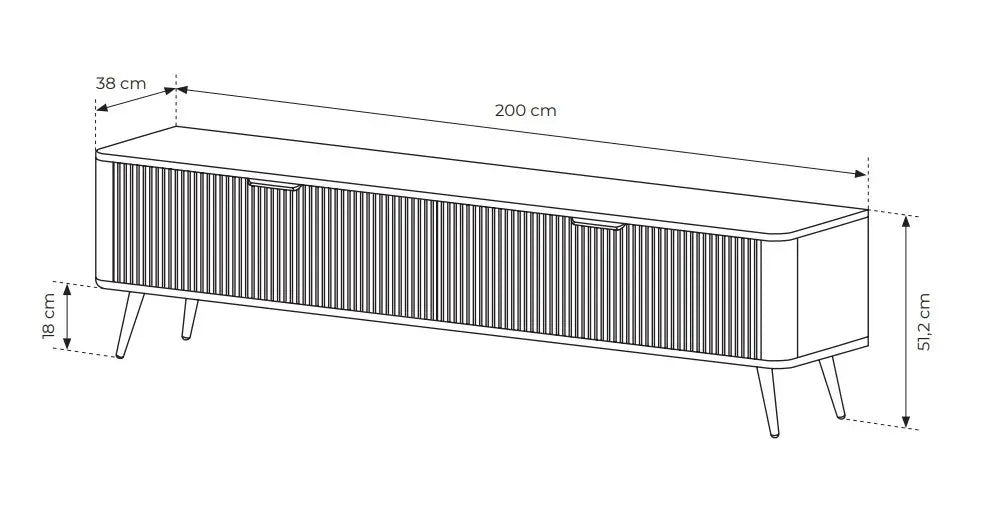 TV skapis Lanti 200/51/38 cm melns - N1 Home
