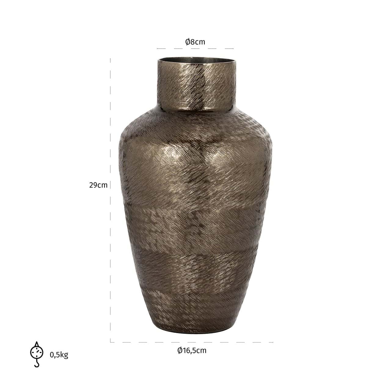 Vāze Joah Richmond Interiors 17/17/29 cm smoke