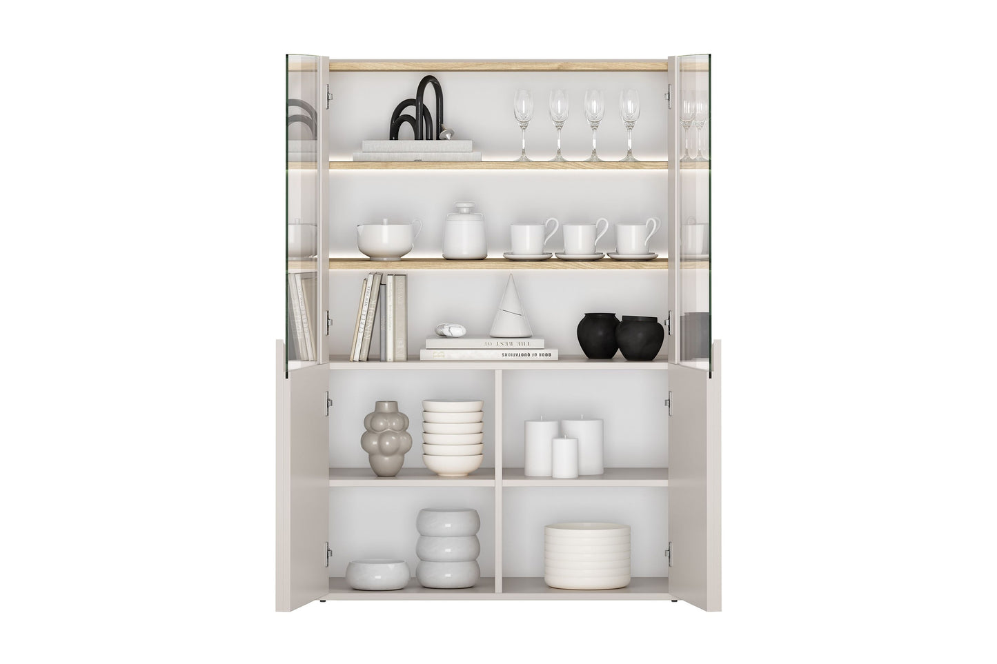 Vitrīna Amil 100/137.5/48 cm Kašmirs / Eļļots ozols - N1 Home