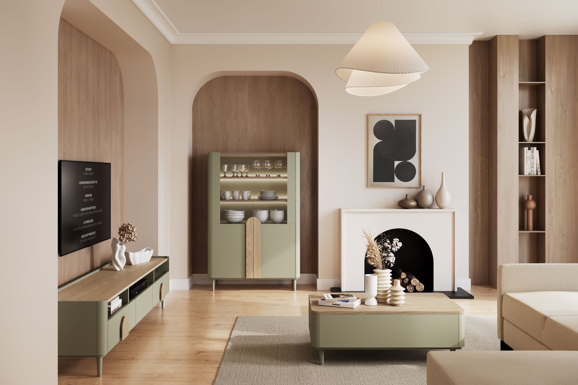 Vitrīna Amil 100/150/48 cm Eikalipta / Baltijas kāpu ozola / dabīgā ozola rokturi - N1 Home