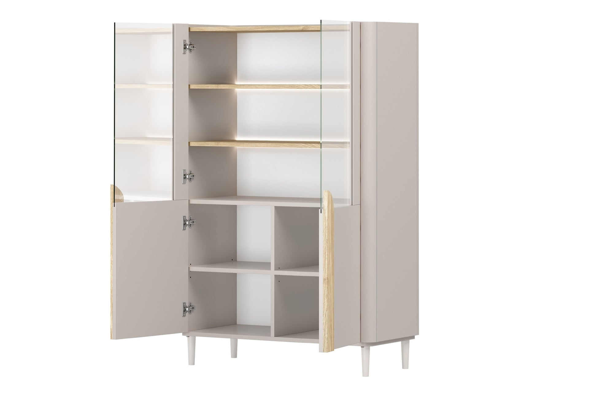 Vitrīna Amil 100/150/48 cm Kašmirs / Eļļots ozols / Gaišs ozols - N1 Home