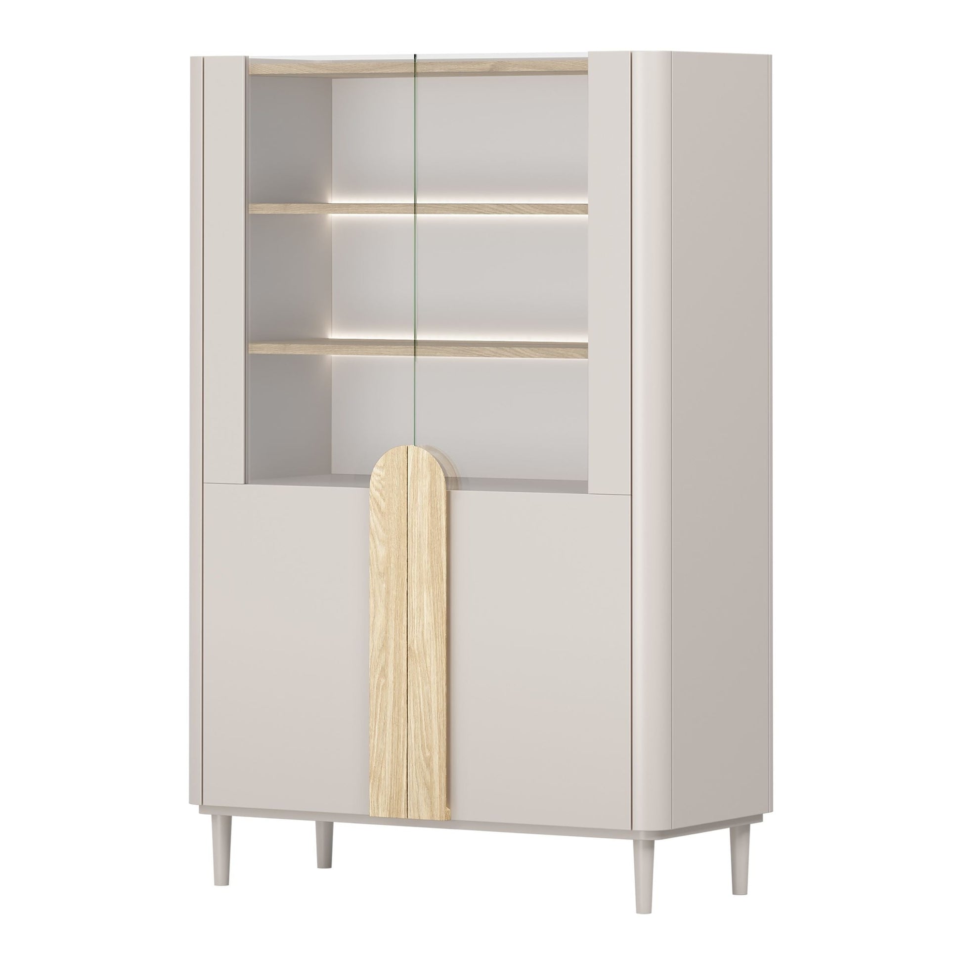 Vitrīna Amil 100/150/48 cm Kašmirs / Eļļots ozols / Gaišs ozols - N1 Home