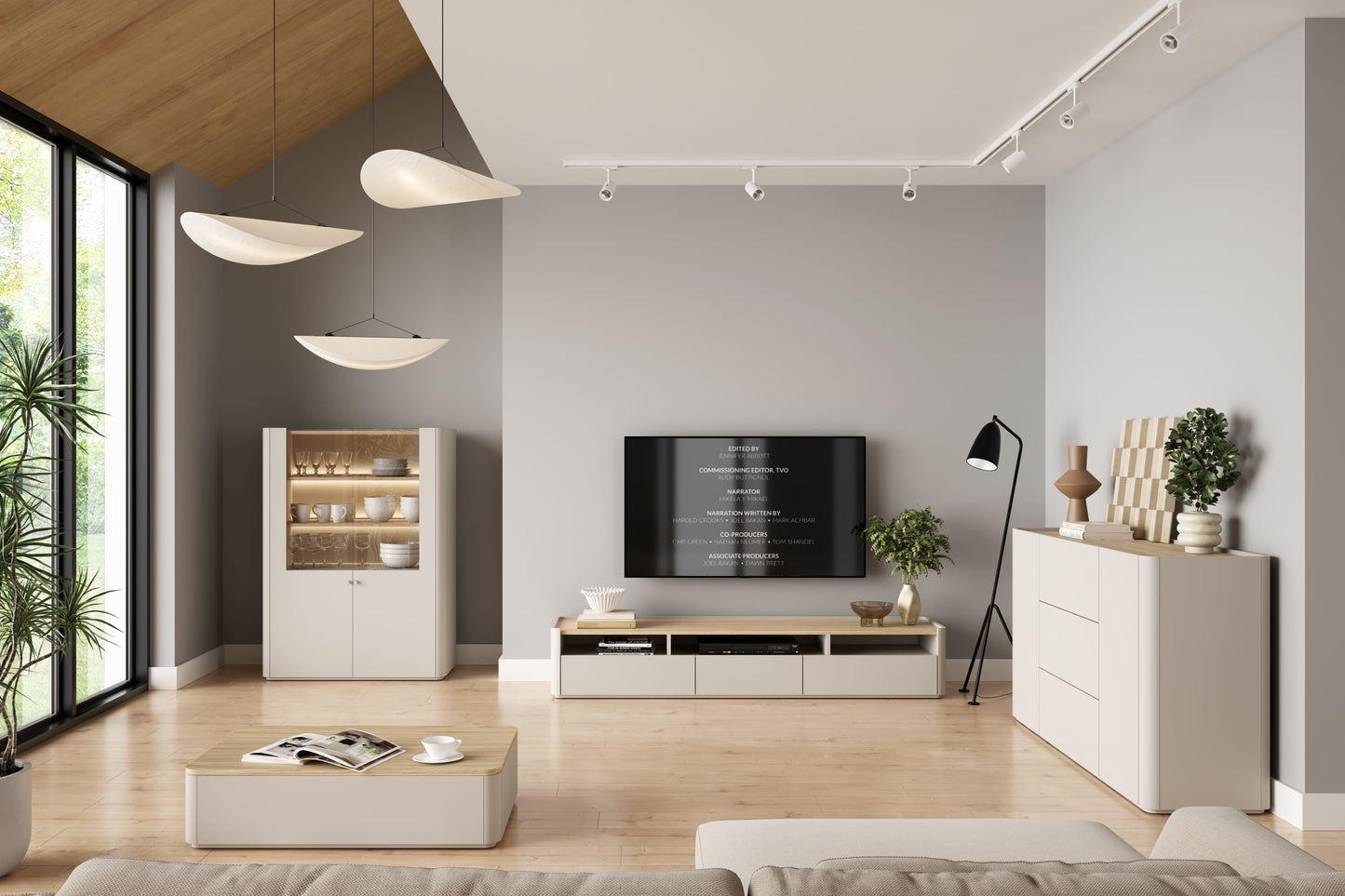 Vitrīna Elva 100/137,5/48 cm Kašmirs / Eļļots ozols - N1 Home