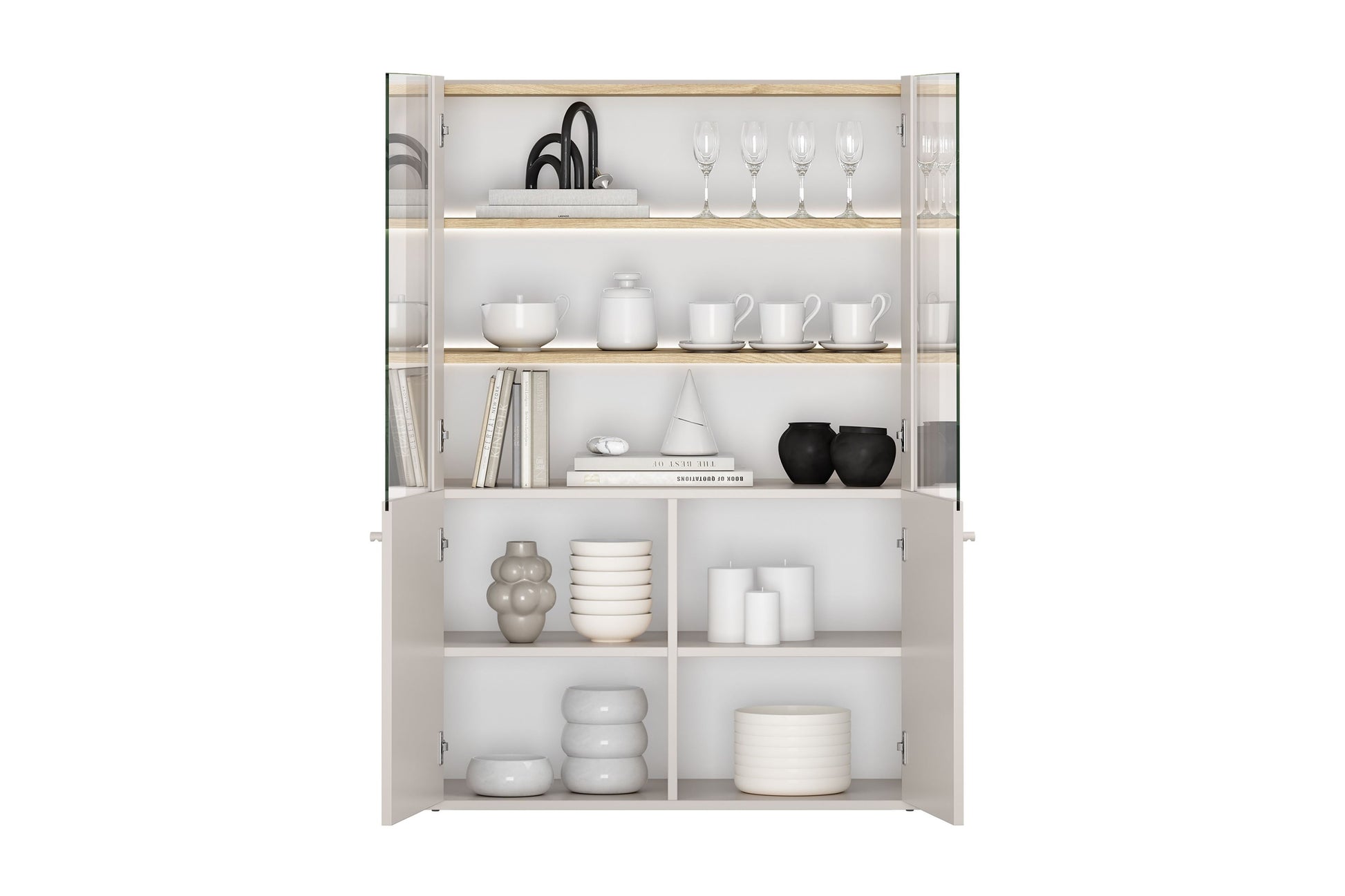 Vitrīna Elva 100/137,5/48 cm Kašmirs / Eļļots ozols - N1 Home