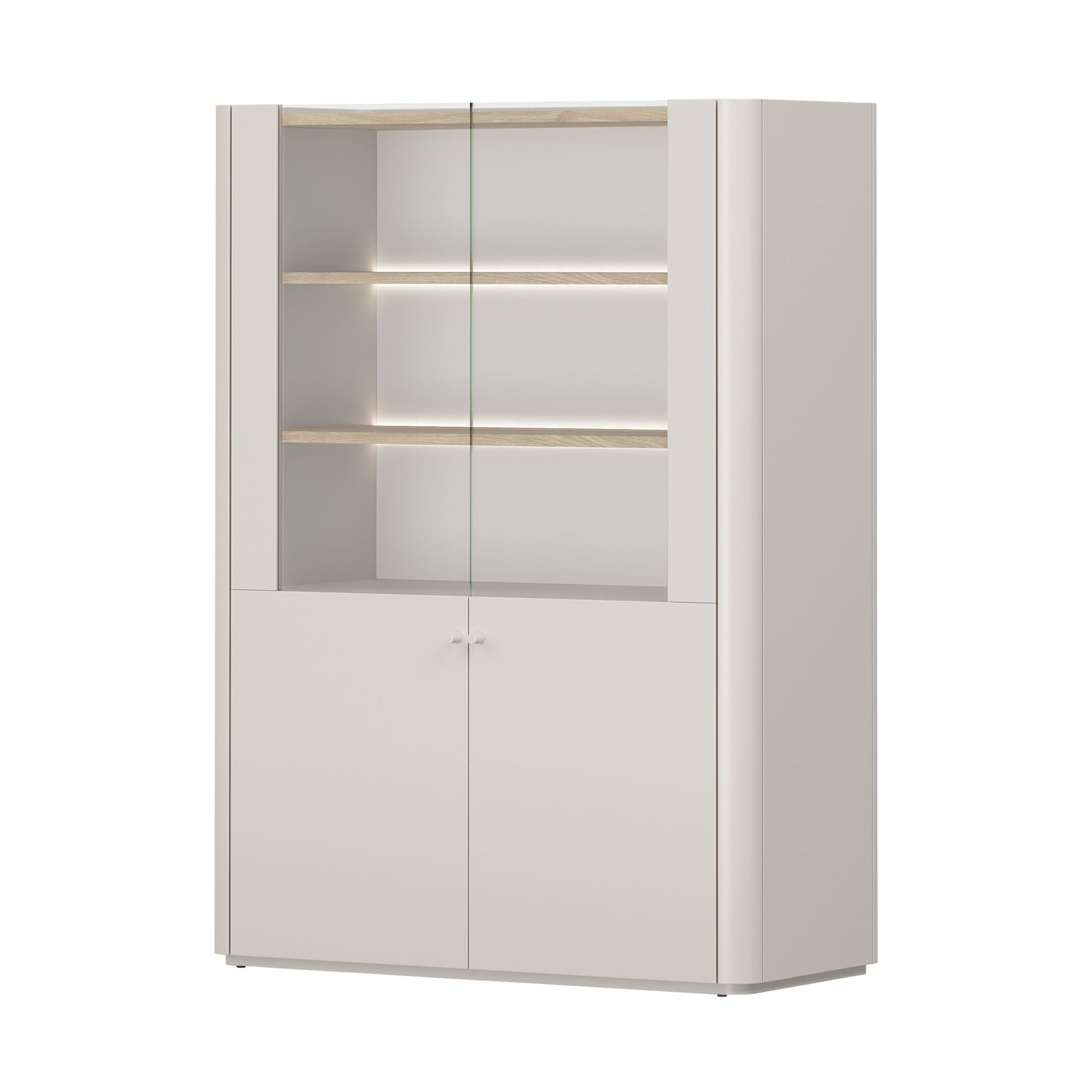 Vitrīna Elva 100/137,5/48 cm Kašmirs / Eļļots ozols - N1 Home