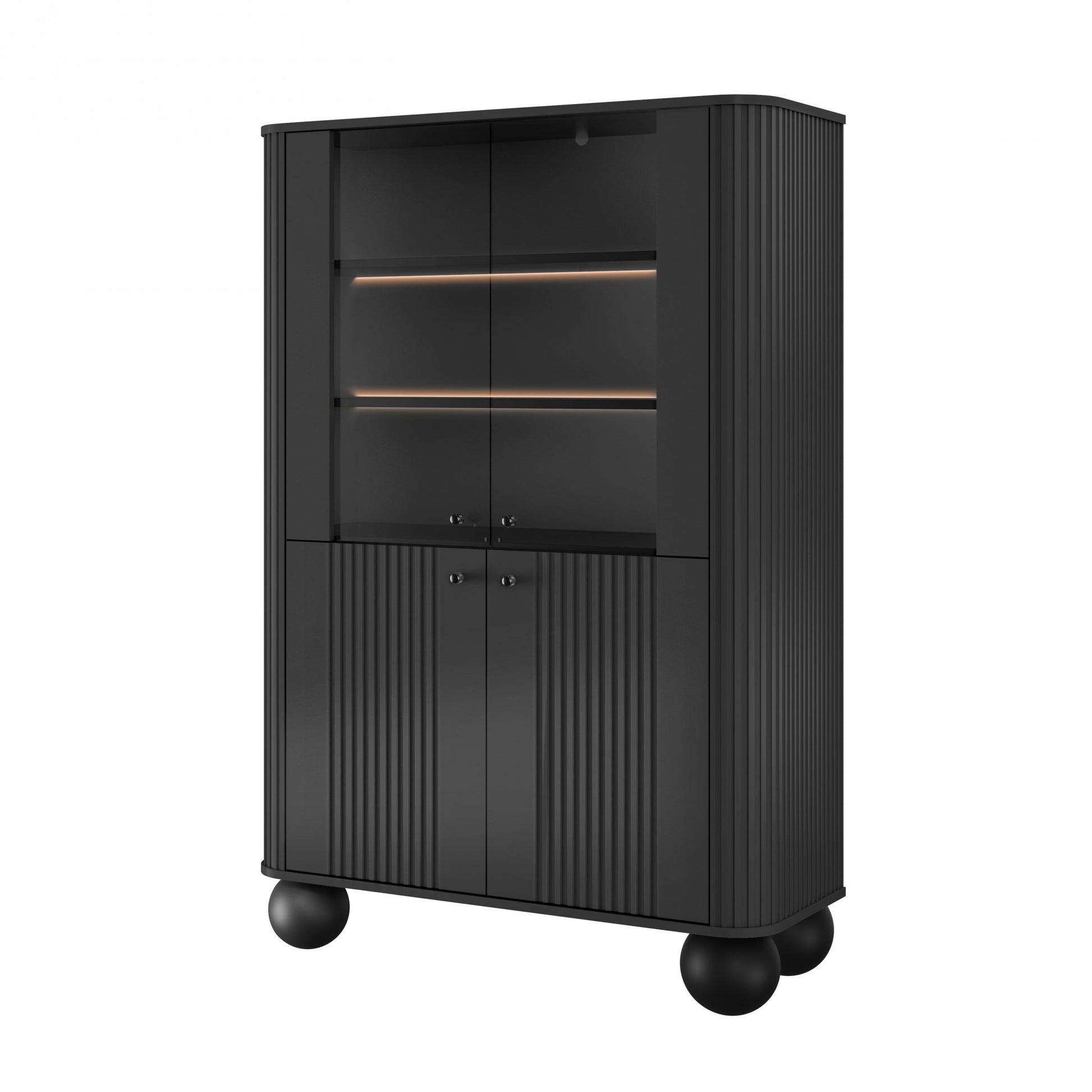 Vitrīnas skapis Vespa 103/153/38 cm melns/melns - N1 Home