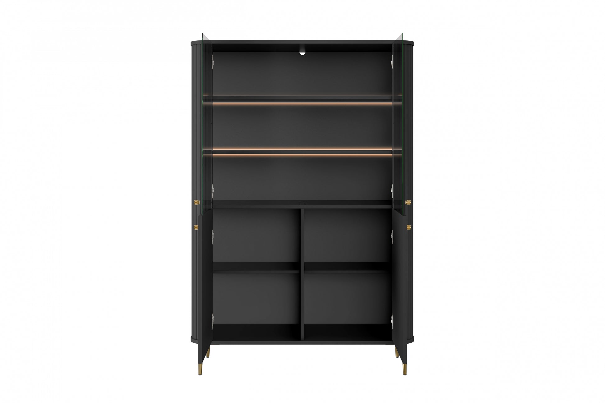 Vitrīnas skapis Vespa 103/156/38 cm melns/zelts - N1 Home