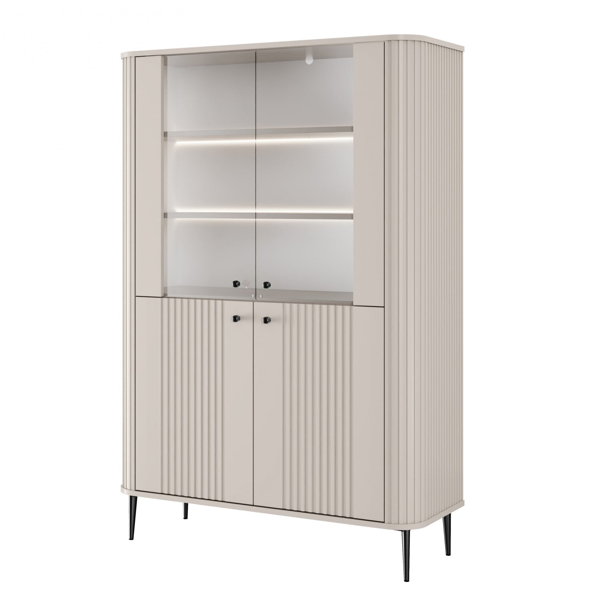 Vitrīnas skapis Vespa 103/156/38 cm kašmirs/melns - N1 Home