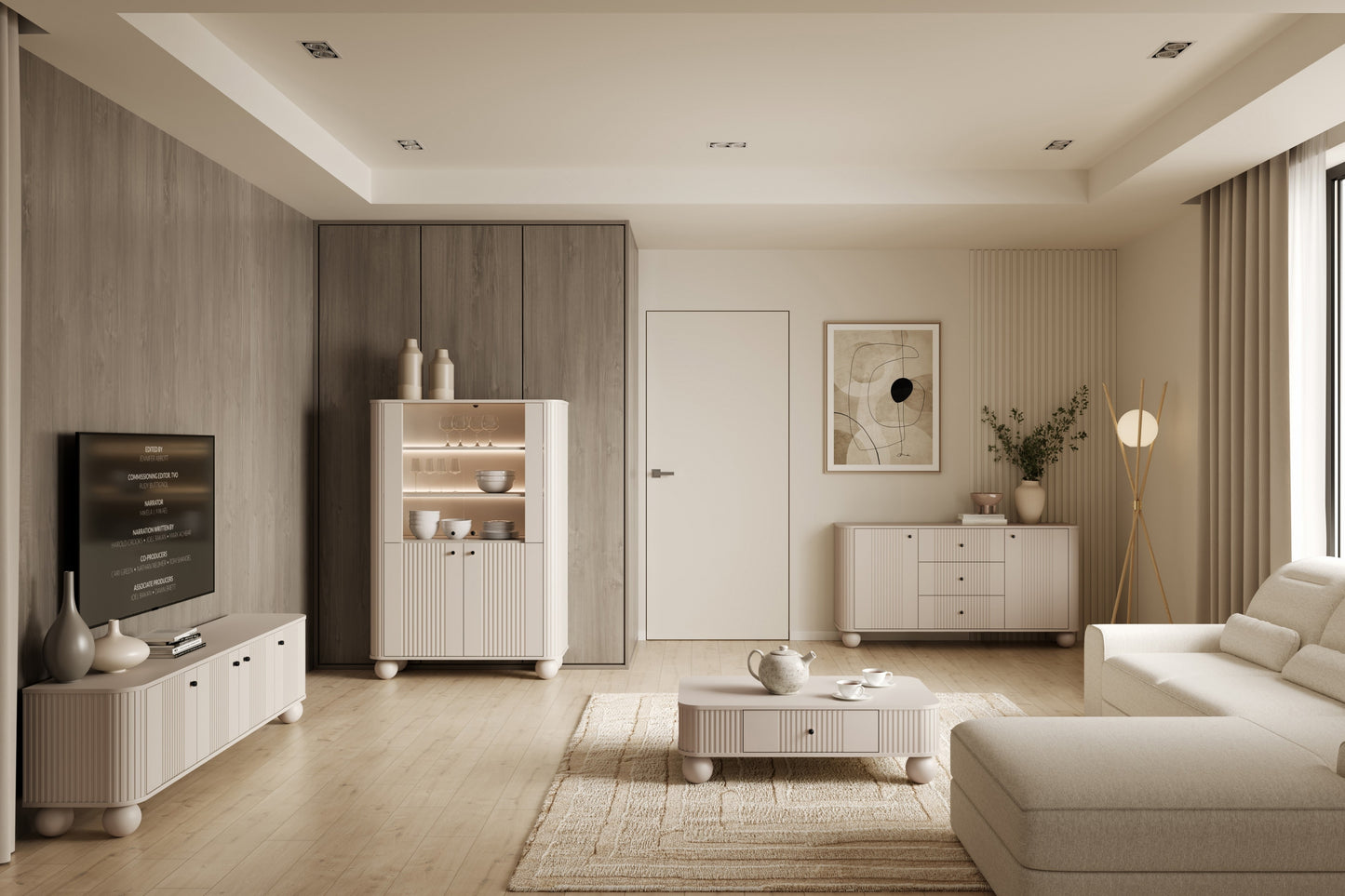 Vitrīnas skapis Vespa 103/153/38 cm kašmirs/melns - N1 Home