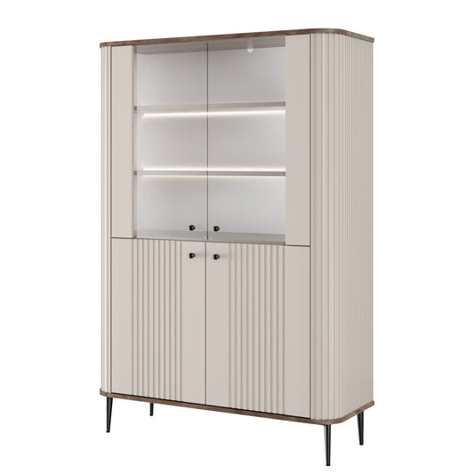 Vitrīnas skapis Vespa 103/156/38 cm kašmirs/rieksts/melns - N1 Home