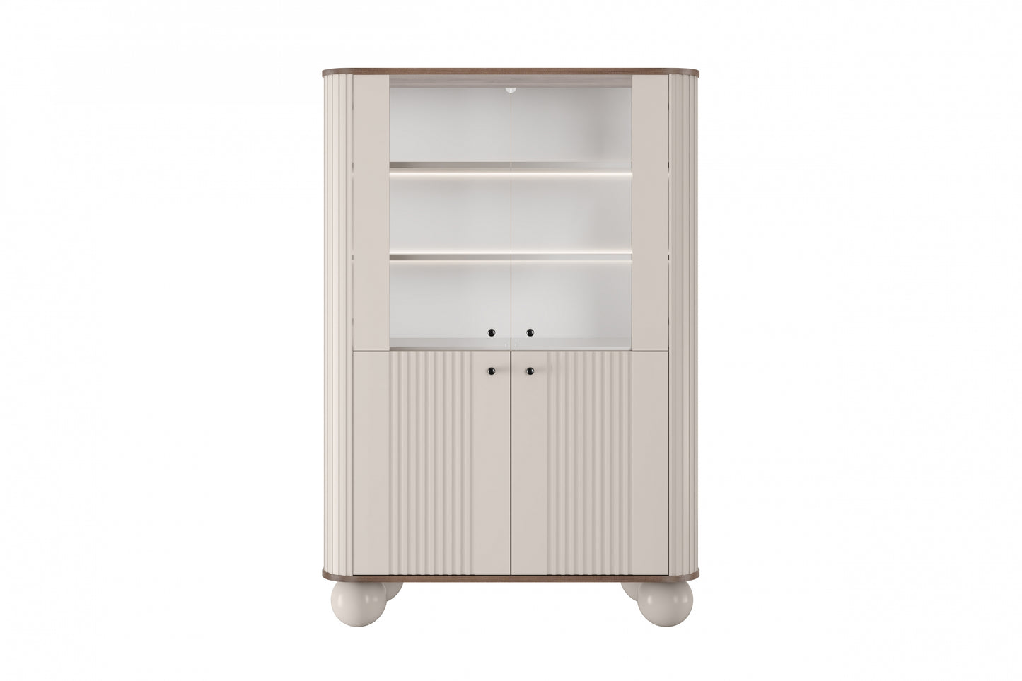 Vitrīnas skapis Vespa 103/153/38 cm kašmirs/rieksts/melns - N1 Home