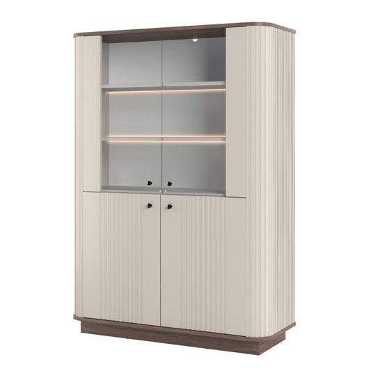 Vitrīnas skapis Vespa 103/148/38 cm kašmirs/rieksts/zelts - N1 Home