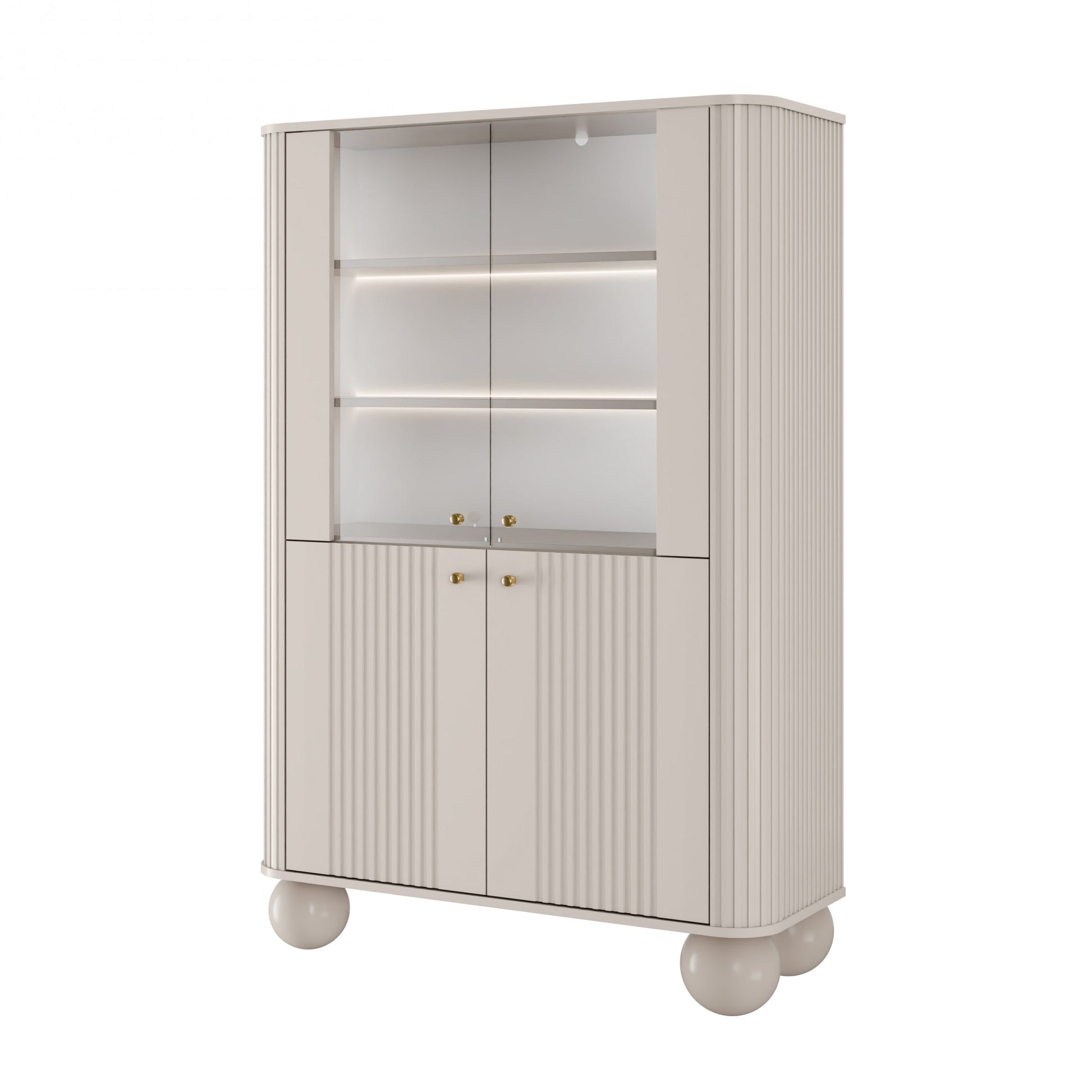 Vitrīnas skapis Vespa 103/153/38 cm kašmirs/zelts - N1 Home