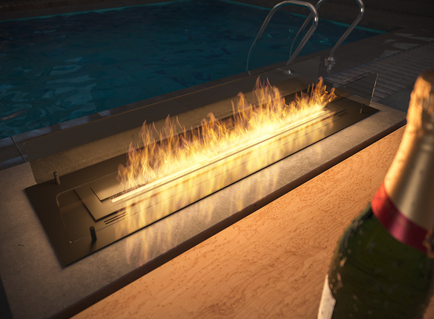 Biokamīns Inser 60/32/550; 100/32/50; 120/32/50 cm melns - N1 Home