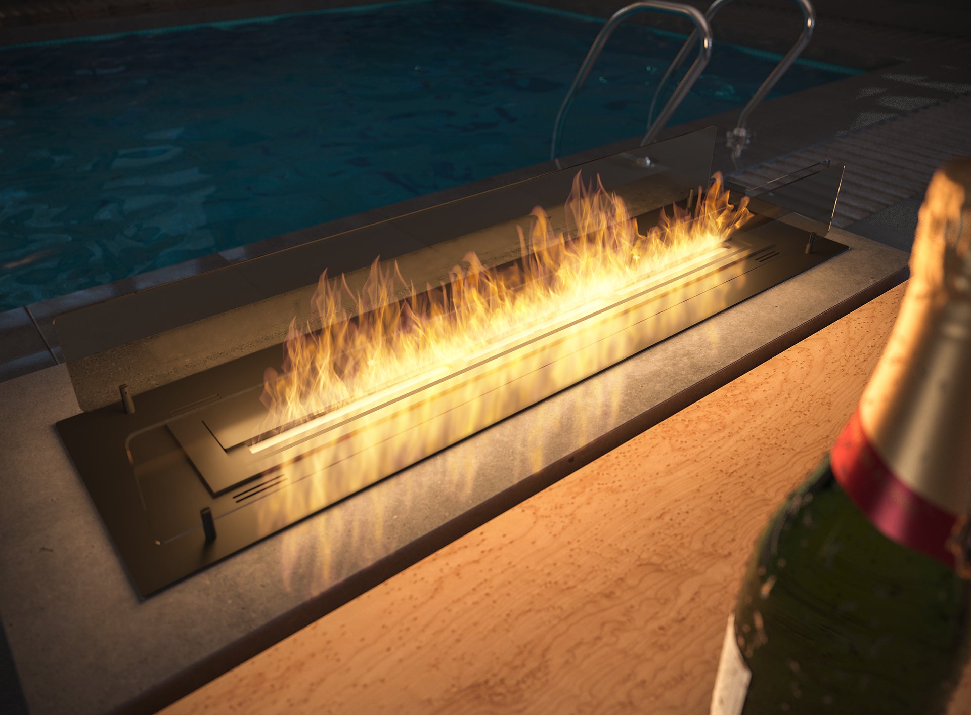 Biokamīns Inser 60/32/550; 100/32/50; 120/32/50 cm melns - N1 Home