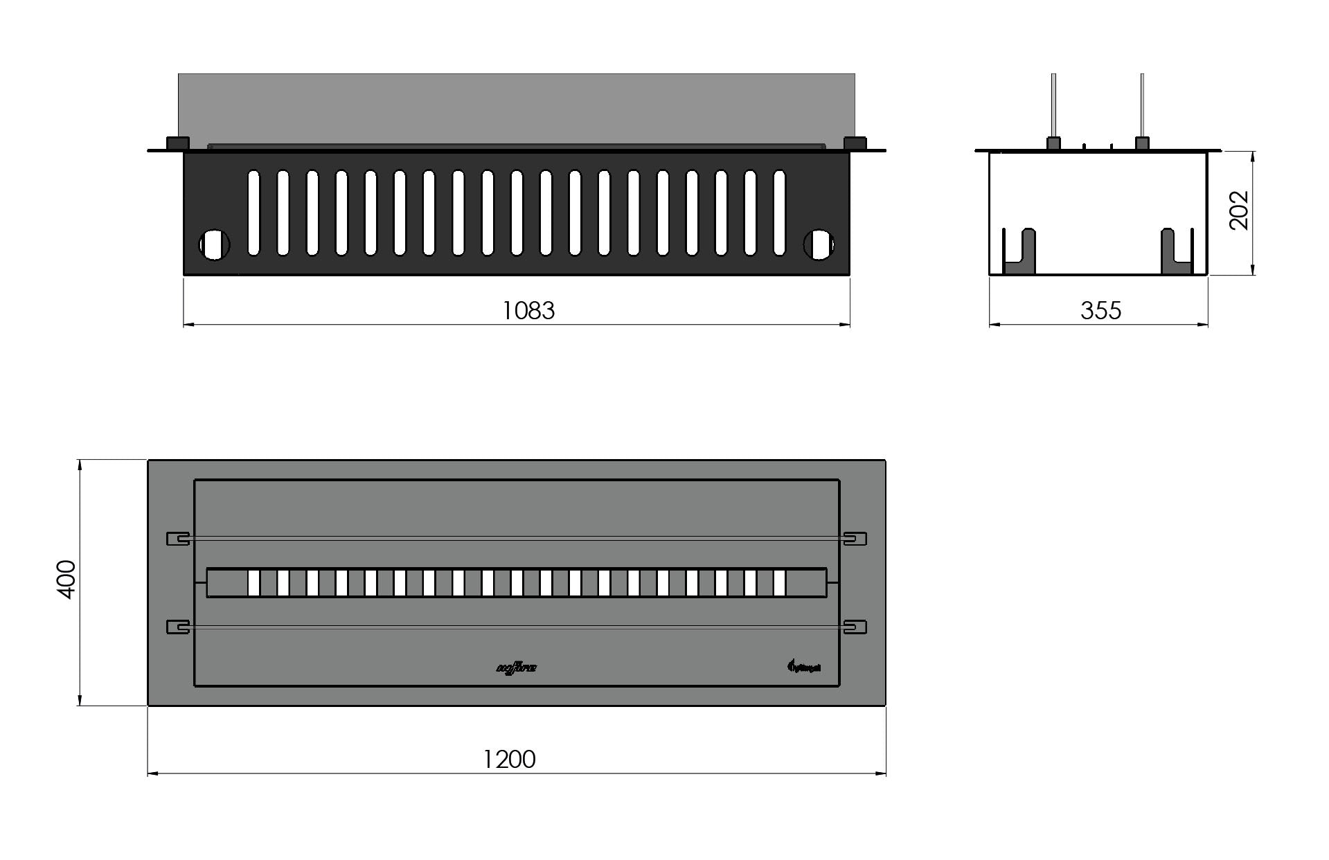 Elektriskais kamīns Infir 120/40/20 cm melns - N1 Home