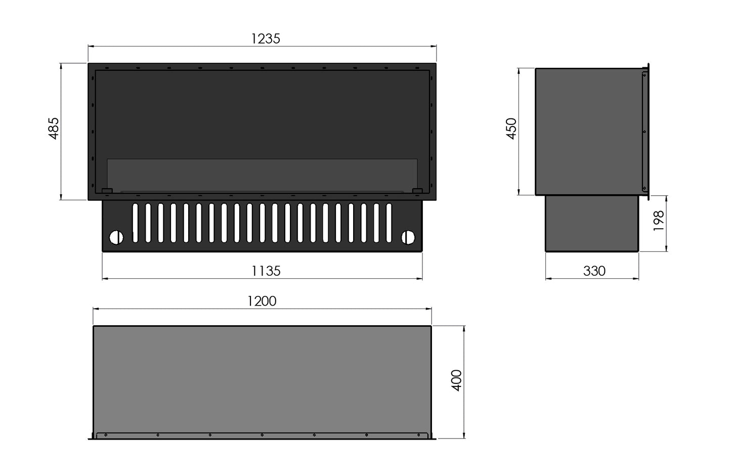 Elektriskais kamīns Invap Inside 120/45/40 cm melns - N1 Home