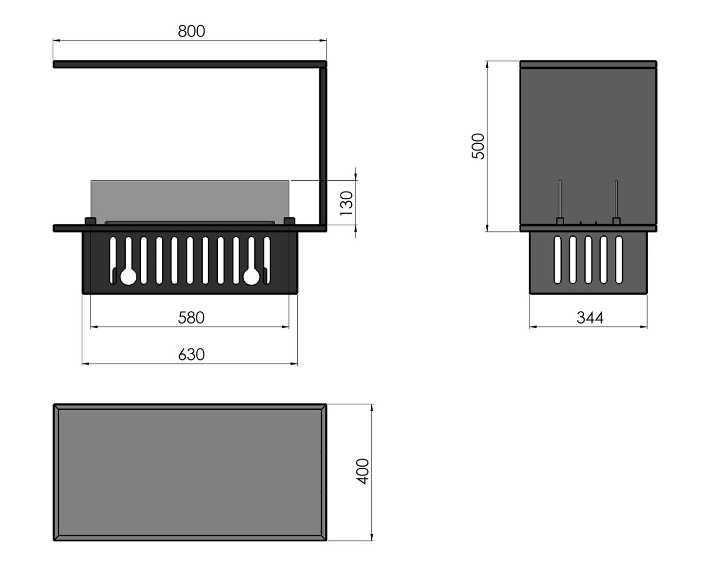 Elektriskais kamīns Invap U800 80/50/40 cm melns - N1 Home