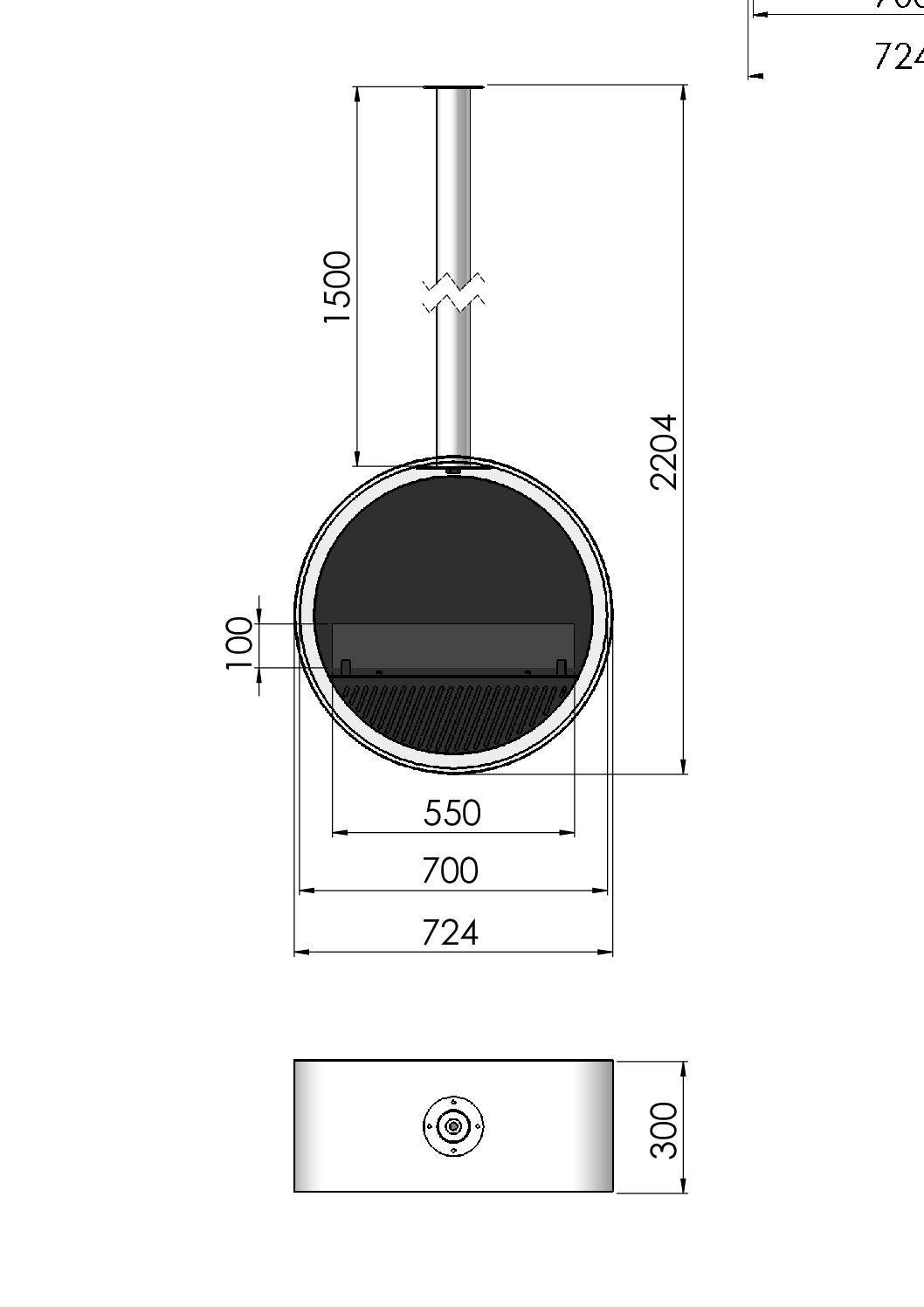 Biokamīns Incyrc Slim 72/30/220 cm melns - N1 Home