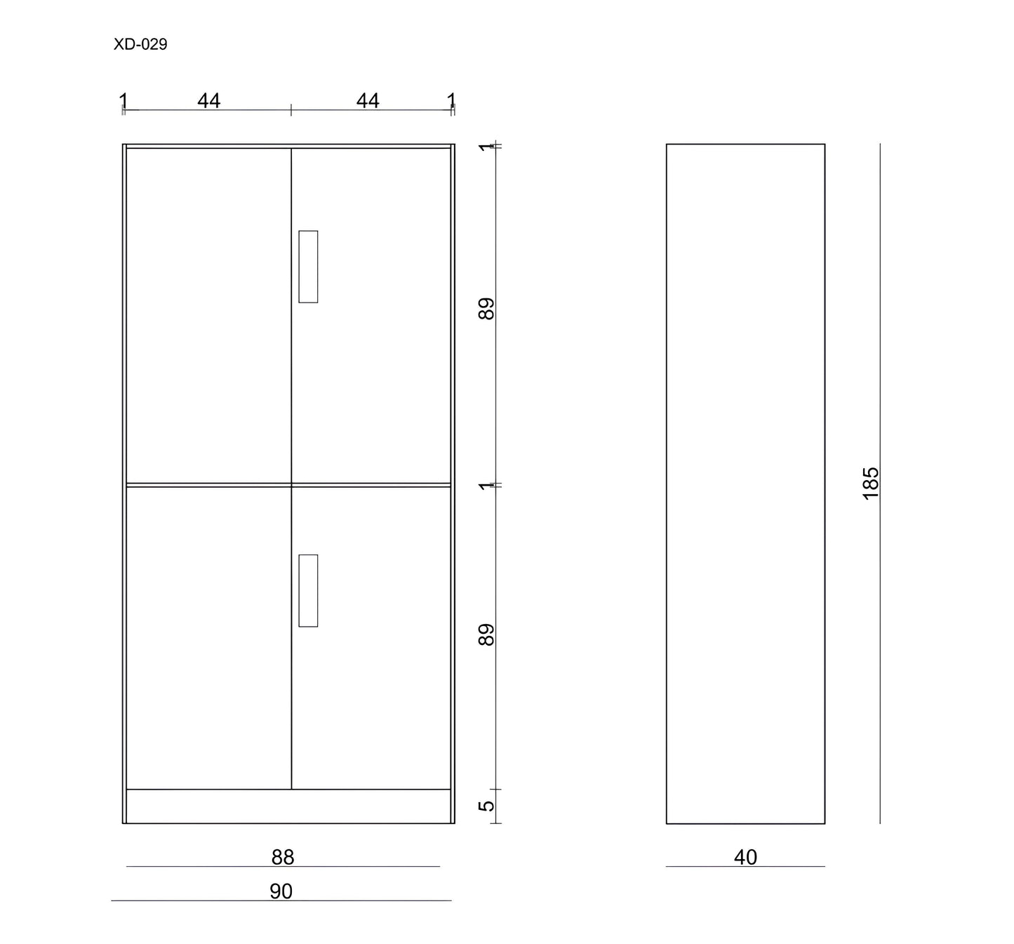 Skapis Uno 185/90/40 cm melns - N1 Home