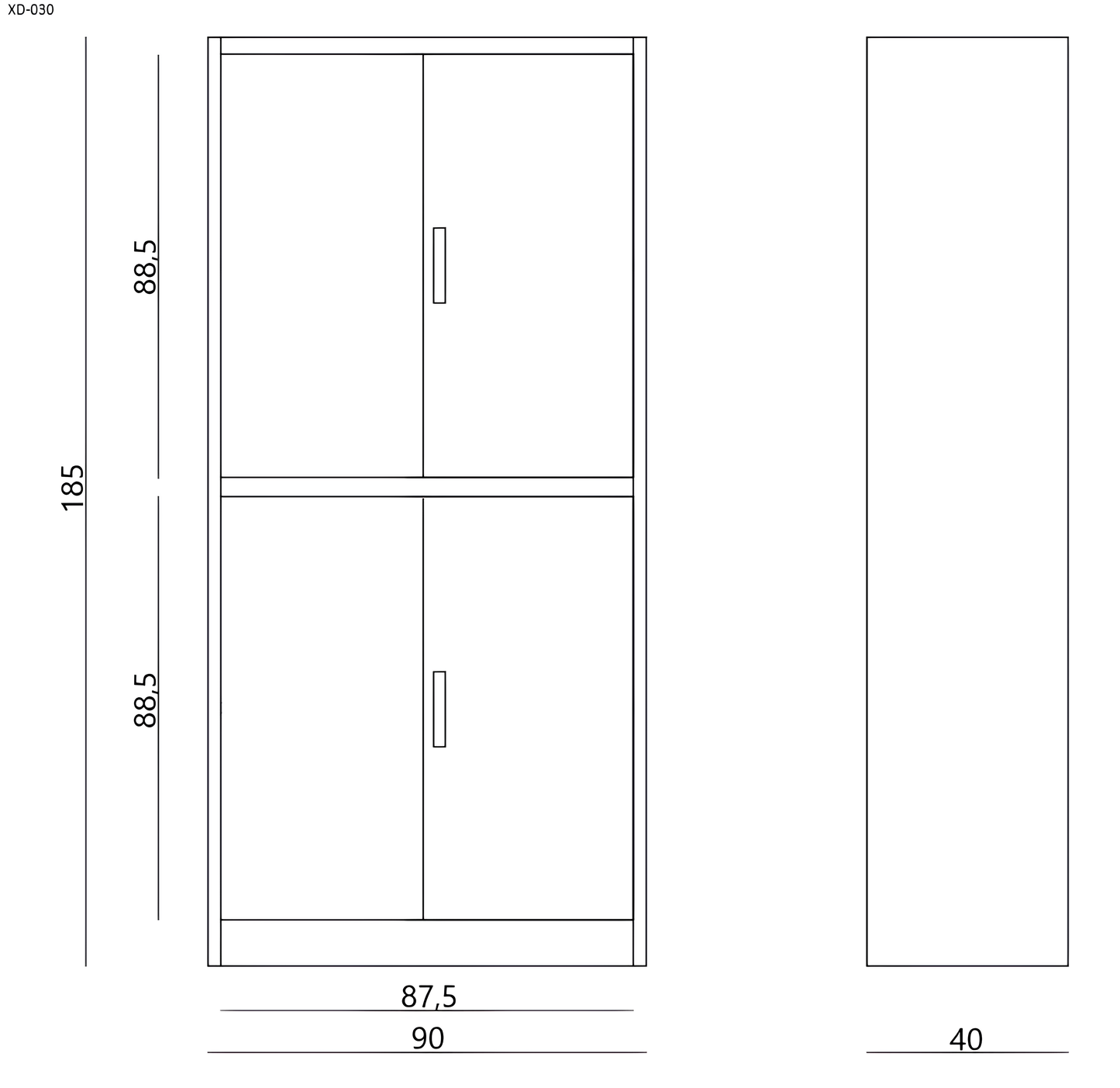 Dubultā skapis Uno 185/90/40 cm balts - N1 Home