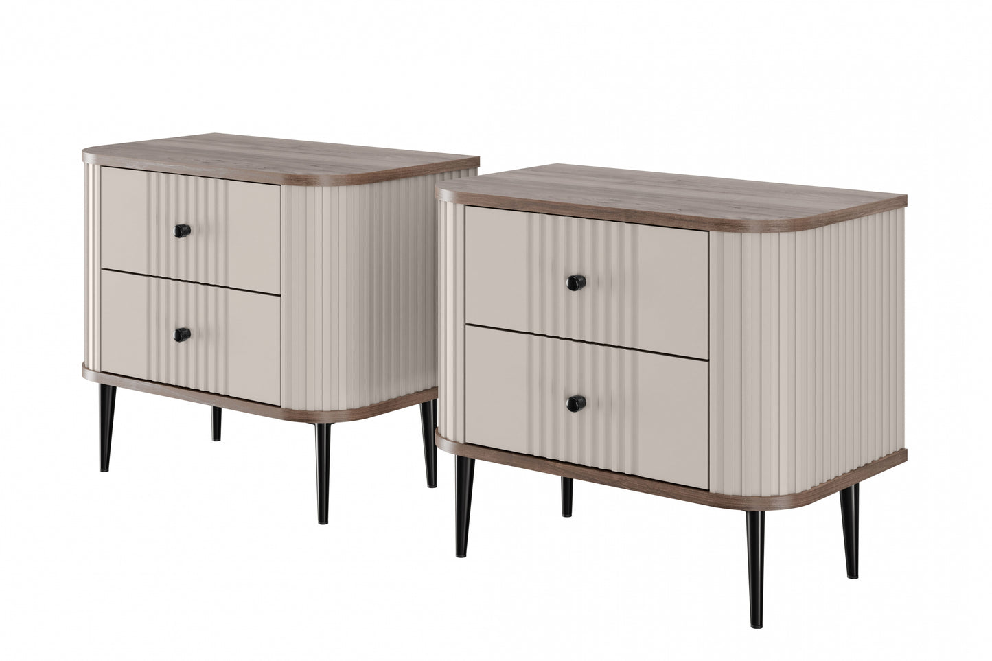 Naktsskapītis (2) Vespa 56/51/38 cm kašmirs/rieksts/melns - N1 Home