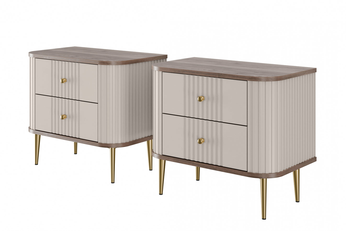 Naktsskapītis (2) Vespa 56/51/38 cm kašmirs/rieksts/zelts - N1 Home