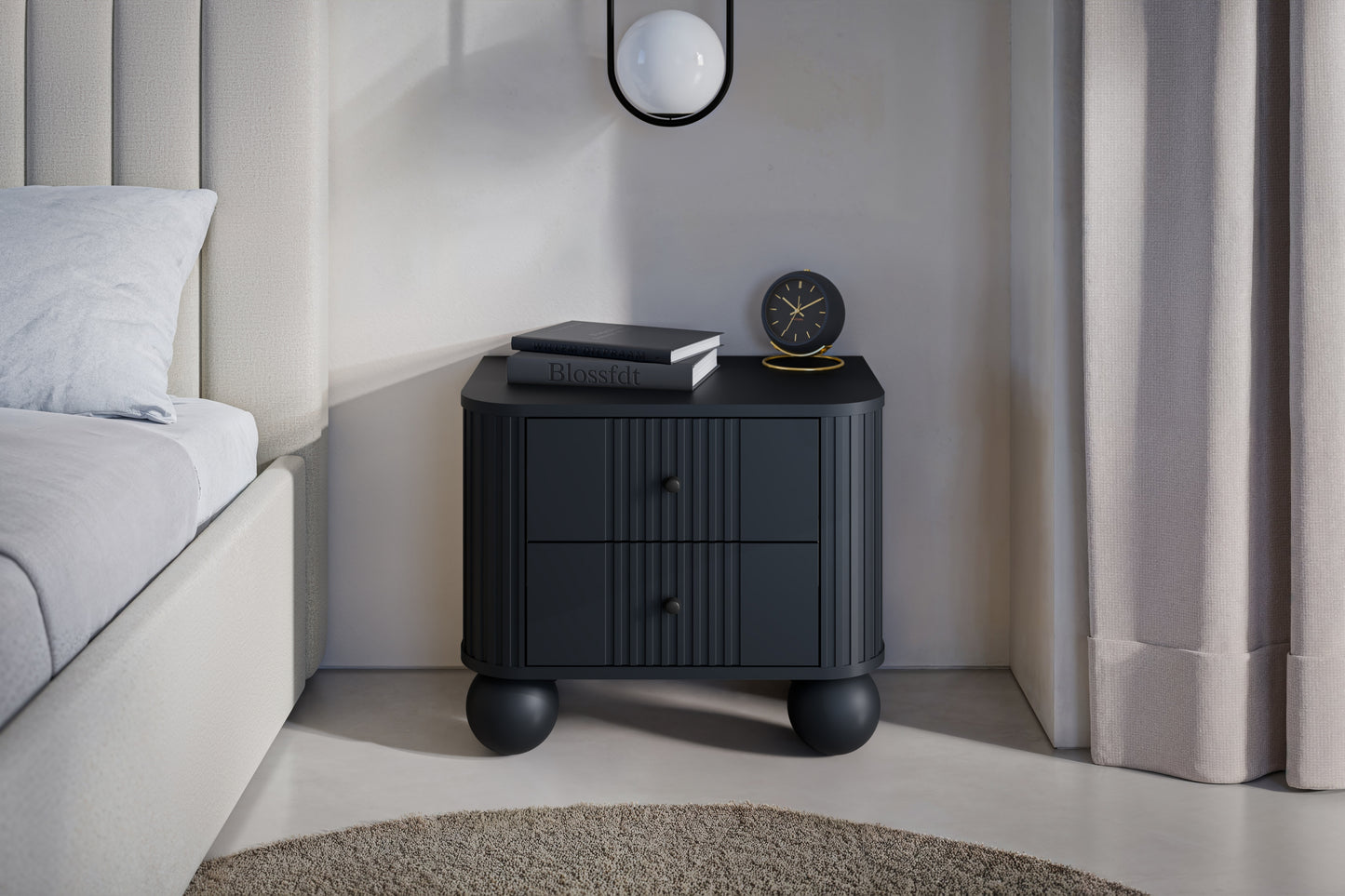 Naktsskapītis (2) Vespa 56/48/38 cm melns/melns - N1 Home